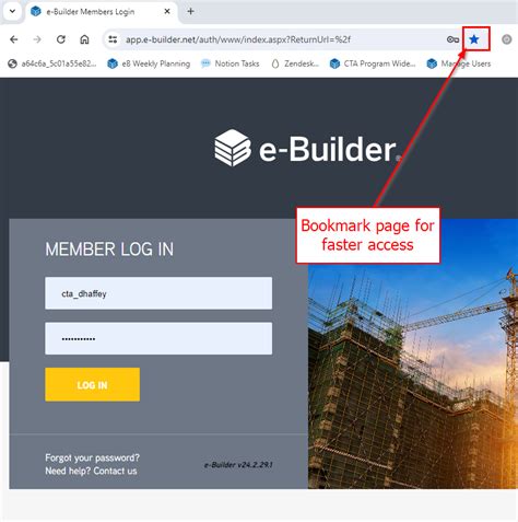 e builder log in.